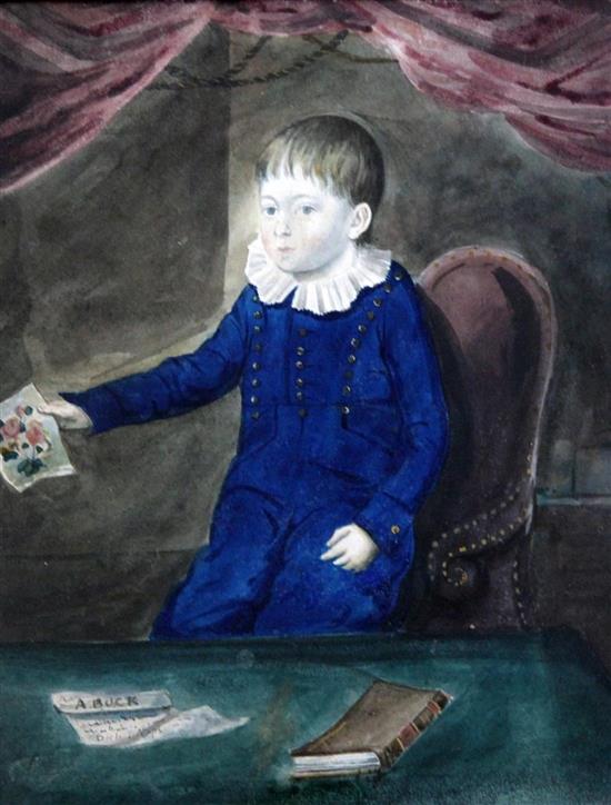 Attributed to Adam Buck (1759-1833) Portraits of seated boys 9 x 7.25in.